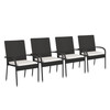 Flash Furniture Maxim Set of 4 Stackable Indoor/Outdoor Black Wicker Dining Chairs w/ Cream Seat Cushions Fade & Weather-Resistant Materials, Model# 4-TW-3WBE073-CU01CR-BK-GG