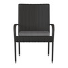 Flash Furniture Maxim Set of 4 Stackable Indoor/Outdoor Black Wicker Dining Chairs w/ Gray Seat Cushions Fade & Weather-Resistant Materials, Model# 4-TW-3WBE073-CU01GY-BK-GG