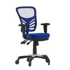 Flash Furniture Nicholas Mid-Back Blue Mesh Multifunction Executive Swivel Ergonomic Office Chair w/ Adjustable Arms & Transparent Roller Wheels, Model# HL-0001-BL-RLB-GG