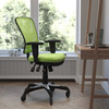 Flash Furniture Nicholas Mid-Back Green Mesh Multifunction Executive Swivel Ergonomic Office Chair w/ Adjustable Arms & Transparent Roller Wheels, Model# HL-0001-GN-RLB-GG