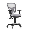 Flash Furniture Nicholas Mid-Back Gray Mesh Multifunction Executive Swivel Ergonomic Office Chair w/ Adjustable Arms & Transparent Roller Wheels, Model# HL-0001-GY-RLB-GG
