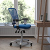 Flash Furniture Nicholas Mid-Back Blue Mesh Multifunction Executive Ergonomic Office Chair w/ Adjustable Arms, Transparent Roller Wheels, & White Frame, Model# HL-0001-WH-BLUE-RLB-GG
