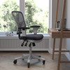 Flash Furniture Nicholas Mid-Back Dark Gray Mesh Multifunction Executive Ergonomic Chair w/ Adjustable Arms, Transparent Roller Wheels, & White Frame, Model# HL-0001-WH-DKGY-RLB-GG