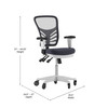 Flash Furniture Nicholas Mid-Back Dark Gray Mesh Multifunction Executive Ergonomic Chair w/ Adjustable Arms, Transparent Roller Wheels, & White Frame, Model# HL-0001-WH-DKGY-RLB-GG