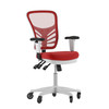 Flash Furniture Nicholas Mid-Back Red Mesh Multifunction Executive Ergonomic Office Chair w/ Adjustable Arms, Transparent Roller Wheels, & White Frame, Model# HL-0001-WH-RED-RLB-GG