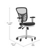 Flash Furniture Nicholas Mid-Back Black Mesh Multifunction Executive Ergonomic Office Chair w/ Adjustable Arms, Transparent Roller Wheels, & White Frame, Model# HL-0001-WH-BK-RLB-GG