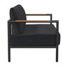 Flash Furniture Lea Indoor/Outdoor Patio Loveseat w/ Cushions Modern Aluminum Framed Loveseat w/ Teak Accent Arms, Black-Charcoal Cushions, Model# GM-201027-2S-CH-GG
