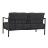 Flash Furniture Lea Indoor/Outdoor Patio Loveseat w/ Cushions Modern Aluminum Framed Loveseat w/ Teak Accent Arms, Black-Charcoal Cushions, Model# GM-201027-2S-CH-GG