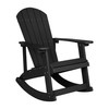 Flash Furniture Savannah Set of 2 Black Commercial Grade All-Weather Poly Resin Wood Adirondack Rocking Chairs w/ 22" Round Wood Burning Fire Pit, Model# JJ-C147052-202-BK-GG