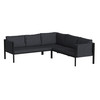 Flash Furniture Lea Indoor/Outdoor Sectional w/ Cushions Modern Steel Framed Chair w/ Dual Storage Pockets, Black w/ Charcoal Cushions, Model# GM-201108-SEC-CH-GG