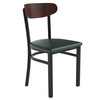 Flash Furniture Wright Commercial Dining Chair w/ 500 LB. Capacity Black Steel Frame, Walnut Finish Wooden Boomerang Back, & Green Vinyl Seat, Model# XU-DG6V5GNV-WAL-GG