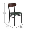 Flash Furniture Wright Commercial Dining Chair w/ 500 LB. Capacity Black Steel Frame, Walnut Finish Wooden Boomerang Back, & Green Vinyl Seat, Model# XU-DG6V5GNV-WAL-GG
