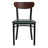 Flash Furniture Wright Commercial Dining Chair w/ 500 LB. Capacity Black Steel Frame, Walnut Finish Wooden Boomerang Back, & Green Vinyl Seat, Model# XU-DG6V5GNV-WAL-GG