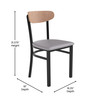 Flash Furniture Wright Commercial Dining Chair w/ 500 LB. Capacity Black Steel Frame, Natural Birch Finish Wooden Boomerang Back, & Gray Vinyl Seat, Model# XU-DG6V5GYV-NAT-GG