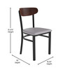 Flash Furniture Wright Commercial Dining Chair w/ 500 LB. Capacity Black Steel Frame, Walnut Finish Wooden Boomerang Back, & Gray Vinyl Seat, Model# XU-DG6V5GYV-WAL-GG