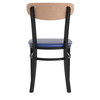 Flash Furniture Wright Commercial Dining Chair w/ 500 LB. Capacity Black Steel Frame, Natural Birch Finish Wooden Boomerang Back, & Blue Vinyl Seat, Model# XU-DG6V5BLV-NAT-GG