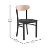Flash Furniture Wright Commercial Dining Chair w/ 500 LB. Capacity Black Steel Frame, Natural Birch Finish Wooden Boomerang Back, & Black Vinyl Seat, Model# XU-DG6V5BV-NAT-GG