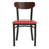 Flash Furniture Wright Commercial Dining Chair w/ 500 LB. Capacity Black Steel Frame, Walnut Finish Wooden Boomerang Back, & Red Vinyl Seat, Model# XU-DG6V5RDV-WAL-GG