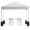 Flash Furniture Otis 10'x10' White Pop Up Canopy Tent w/ Wheeled Case & 6-Foot Bi-Fold Folding Table w/ Carrying Handle Tailgate Tent Set, Model# JJ-GZ10PKG183Z-WH-GG