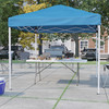 Flash Furniture Otis 8'x8' Blue Pop Up Event Canopy Tent w/ Carry Bag & 6-Foot Bi-Fold Folding Table w/ Carrying Handle Tailgate Tent Set, Model# JJ-GZ88183Z-BL-GG