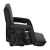 Flash Furniture Malta Extra Wide Black Lightweight Reclining Stadium Chair w/ Armrests, Padded Back & Seat w/ Dual Storage Pockets & Backpack Straps, Model# FV-FA090L-BK-GG