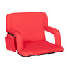Flash Furniture Malta Extra Wide Red Lightweight Reclining Stadium Chair w/ Armrests, Padded Back & Seat w/ Dual Storage Pockets & Backpack Straps, Model# FV-FA090L-RD-GG