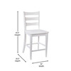 Flash Furniture Liesel Set of 2 Commercial Grade Wooden Classic Ladderback Counter Height Barstool w/ Solid Wood Seat, Antique White Wash, Model# ES-STBN5-24-WH-2-GG