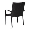 Flash Furniture Maxim Set of 2 Stackable Indoor/Outdoor Wicker Dining Chairs w/ Arms Fade & Weather-Resistant Steel Frames Black, Model# 2-TW-3WBE073-BK-GG