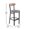 Flash Furniture Wright Commercial Barstool w/ 500 LB. Capacity Black Steel Frame, Natural Birch Finish Wooden Boomerang Back, & Gray Vinyl Seat, Model# XU-DG6V6GYV-NAT-GG