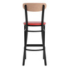 Flash Furniture Wright Commercial Barstool w/ 500 LB. Capacity Black Steel Frame, Natural Birch Finish Wooden Boomerang Back, & Red Vinyl Seat, Model# XU-DG6V6RDV-NAT-GG