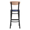 Flash Furniture Wright Commercial Barstool w/ 500 LB. Capacity Black Steel Frame, Natural Birch Finish Wooden Boomerang Back, & Blue Vinyl Seat, Model# XU-DG6V6BLV-NAT-GG