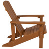 Flash Furniture 5 Piece Charlestown Teak Commercial Poly Resin Wood Adirondack Chair Set w/ Fire Pit Star & Moon Fire Pit w/ Mesh Cover, Model# JJ-C145014-32D-TEAK-GG