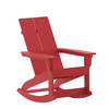 Flash Furniture Finn Modern Commercial Grade Poly Resin Wood Adirondack Rocking Chair All Weather Red Polystyrene Dual Slat Back Stainless Steel Hardware, Model# JJ-C14709-RED-GG