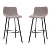 Flash Furniture Caleb Modern Armless 30 Inch Bar Height Commercial Grade Barstools w/ Footrests in Gray LeatherSoft & Black Matte Iron Frames, Set of 2, Model# CH-212069-30-GY-GG