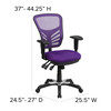 Flash Furniture Nicholas Mid-Back Purple Mesh Multifunction Executive Swivel Ergonomic Office Chair w/ Adjustable Arms, Model# HL-0001-PUR-GG