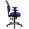 Flash Furniture Nicholas Mid-Back Purple Mesh Multifunction Executive Swivel Ergonomic Office Chair w/ Adjustable Arms, Model# HL-0001-PUR-GG