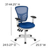 Flash Furniture Nicholas Mid-Back Blue Mesh Multifunction Executive Swivel Ergonomic Office Chair w/ Adjustable Arms & White Frame, Model# HL-0001-WH-BLUE-GG