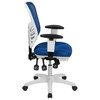 Flash Furniture Nicholas Mid-Back Blue Mesh Multifunction Executive Swivel Ergonomic Office Chair w/ Adjustable Arms & White Frame, Model# HL-0001-WH-BLUE-GG
