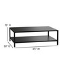 Flash Furniture Brock Outdoor 2 Tier Patio Coffee Table Commercial Grade Black Coffee Table for Deck, Porch, or Poolside-Steel Square Leg Frame, Model# XU-T6R60USO-2T-BK-GG