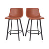 Flash Furniture Caleb Modern Armless 24 Inch Counter Height Stools Commercial Grade w/ Footrests in Cognac LeatherSoft & Black Matte Metal Frames, Set of 2, Model# CH-212069-24-BR-GG