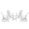 Flash Furniture Set of 4 Savannah Commercial Grade All-Weather Poly Resin Wood Adirondack Rocking Chairs w/ Side Table in White, Model# JJ-C14705-4-T14001-WH-GG