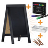 Flash Furniture Canterbury 40" x 20" Black Wooden Indoor/Outdoor A-Frame Magnetic Chalkboard Sign Set w/ 8 Chalk Markers, 10 Stencils, & 2 Magnets, & Eraser, Model# HGWA-GDIS-CRE8-052315-GG