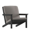 Flash Furniture Charlestown All-Weather Poly Resin Wood Adirondack Style Deep Seat Patio Club Chair w/ Cushions, Black/Charcoal, Model# JJ-C14021-BK-GG