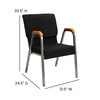 Flash Furniture HERCULES Series 21"W Stacking Wood Accent Arm Church Chair in Black Fabric Silver Vein Frame, Model# XU-DG-60156-BK-GG