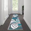 Flash Furniture Cirrus Collection 2' x 7' Turquoise Swirl Patterned Olefin Area Rug w/ Jute Backing for Entryway, Living Room, Bedroom, Model# OKR-RG1103-27-TQ-GG