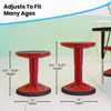 Flash Furniture Carter Adjustable Height Kids Flexible Active Stool for Classroom & Home w/ Non-Skid Bottom in Red, 14" 18" Seat Height, Model# AY-9001S-RD-GG