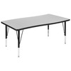 Flash Furniture Emmy 76" Oval Wave Flexible Laminate Activity Table Set w/ 12" Student Stack Chairs, Grey/Black, Model# XU-GRP-12CH-A3048CON-48-GY-T-P-GG