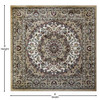 Flash Furniture Mersin Collection Persian Style 7x7 Ivory Square Area Rug-Olefin Rug w/ Jute Backing-Hallway, Entryway, Bedroom, Living Room, Model# NR-RGB401-77-IV-GG