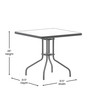 Flash Furniture Barker 31.5'' Silver Square Tempered Glass Metal Table, Model# TLH-073A-2-SV-GG