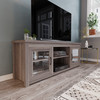 Flash Furniture Sheffield Classic TV Stand up to 80" TVs Gray Wash Oak Finish w/ Full Glass Doors 65" Engineered Wood Frame 3 Shelves, Model# GC-MBLK65-GY-GG